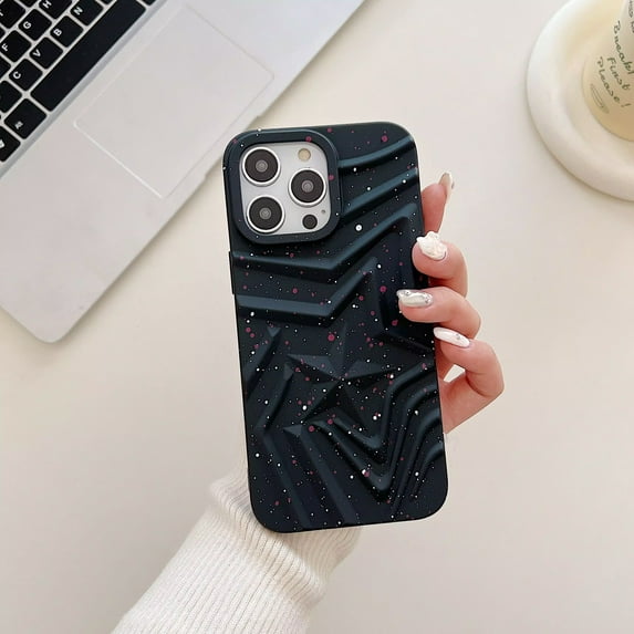 Compatible with iPhone 14 Pro Case Gradient Color Glitter Galaxy Women Girls, 3D Design High-Grade TPU and Hard PC Shockproof Unique Aesthetic Design Phone Soft Case, Black
