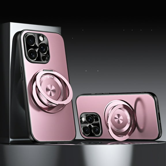 Compatible with iPhone 14 Pro Case with Invisible Magnetic O-Ring Stand Case for iPhone 14 Pro [Compatible with MagSafe][Great Grip Feeling], Shockproof Anti-fall Phone Case Cover,Pink