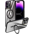 thumbnail image 1 of Compatible with iPhone 14 Pro Case with Invisible Ring Holder Kickstand, Military Grade Matte Slim Phone Cover Magnetic Case Shockproof Protective Case Cover for Women Men Black, 1 of 8