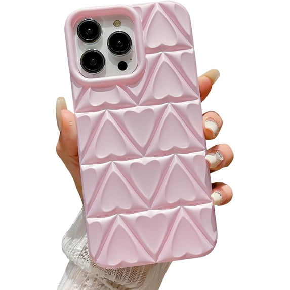 Compatible with iPhone 14 Pro Case Love Heart Pattern Soft TPU Shockproof Camera Protective Back Cover for Women Girl Cute Phone Case for iPhone 14 Pro 6.1 Inch Pink