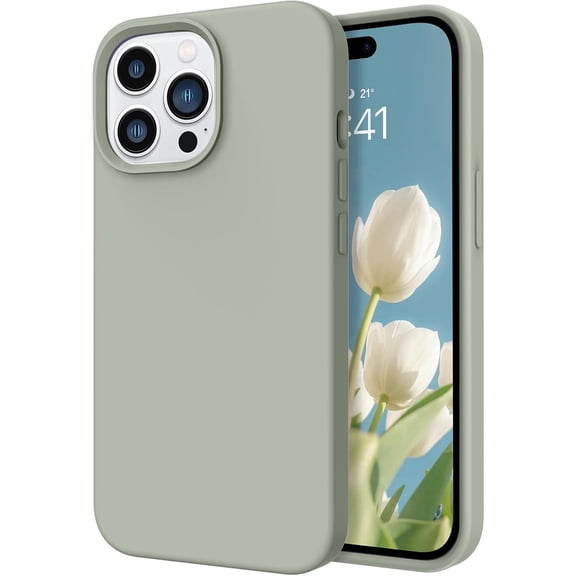 Compatible with iPhone 14 Pro Case, Phone Case for iPhone 14 Pro Liquid Silicone Soft Gel Rubber Microfiber Lining Cushion Texture Cover Shockproof Protective- Calke Green