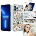 thumbnail image 1 of Compatible for iPhone 14 Pro Case with Ring Kickstand Holder Clear Floral Pattern Hybrid PC TPU Shockproof Protective Phone Case Cover for iPhone 14 Pro Women Girls, White Flower, 1 of 5