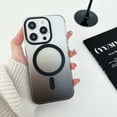 thumbnail image 1 of Compatible for iPhone 14 Pro Case Support for Magsafe, Magnetic Gradient Case with Wireless Charger, Gradient Clear Back Shockproof Protection Phone Cover for Girls Women, Black, 1 of 9
