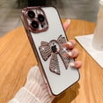 thumbnail image 1 of Compatible with iPhone 14 Pro Case for Women Girls, 3D Bow Knot Luxury Cute Shiny Crystal Glitter Rhinestone Diamond Protective Cases Camera Lens Protection Clear Phone Case, Rosegold, 1 of 7
