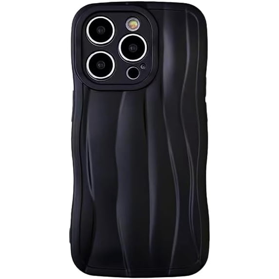 Compatible with iPhone 14 Pro Case for Women/Girls, Cute Solid Candy Colours Wave Simple Skin Feeling Anti-Scratch Shockproof Case for iPhone 14 Pro, Black