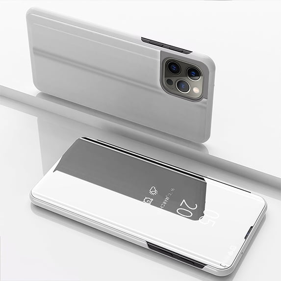 Compatible with iPhone 14 Pro Case for Women Luxury Clear View Flip Plating Mirror Makeup Glitter Case Shockproof Full 360 Body Protective Case Compatible with iPhone 14 Pro Mirror,
Silver