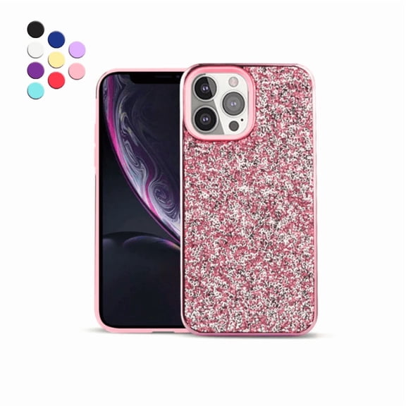 Compatible with iPhone 14 Pro Crystal Glitter Case, Protective Crystal Bling Sparkle Phone Case Slim Shock Absorption Bumper Cover for iPhone 14 Pro 6.1 inch, Pink