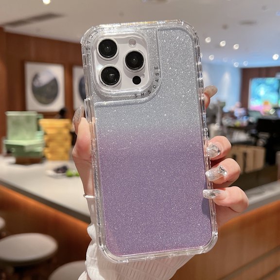 Compatible with iPhone 14 Pro Glitter Paper Gradient Color Case, Women Luxury Clear Case for iPhone 14 Pro Case Soft TPU Shockproof Clear Cover Designed for iPhone 14 Pro, Purple