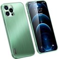 thumbnail image 1 of Compatible with iPhone 14 Pro Glossy Case Metal Brushed Back Soft Silicone Edge Lens Protection Slim Protection Shockproof Cover for Women Girls Green, 1 of 11