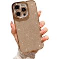 thumbnail image 1 of Compatible for iPhone 14 Pro Luxury Glitter Plating Clear Case, Cute Bling Sparkly Shiny Case for Women Girls Soft TPU Shockproof Camera Protective Back Cover Electroplated Case - Gold, 1 of 11