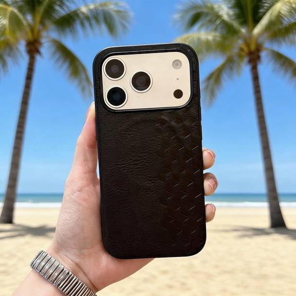 Compatible for iPhone 14 Pro Magnetic Case, Grid Pattern PU Leather Cover Compatible with Mag-Safe, Drop Protection Slim Fit Shockproof Anti-Scratch Phone Case for iPhone 14 Pro, Black