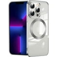 thumbnail image 1 of Compatible with iPhone 14 Pro Magnetic Case, Luxury Plating Clear Phone Case, Compatible with MagSafe for Women Girls with Camera Protector Soft TPU Shockproof Back Cover - Silver, 1 of 6