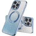 thumbnail image 1 of Compatible with iPhone 14 Pro Magnetic Gardient Glitter Case, Plating Bling Cute Case with MagSafe for Women Girls Full Camera Protector Back Cover for iPhone 14 Pro 6.1'' Blue, 1 of 11