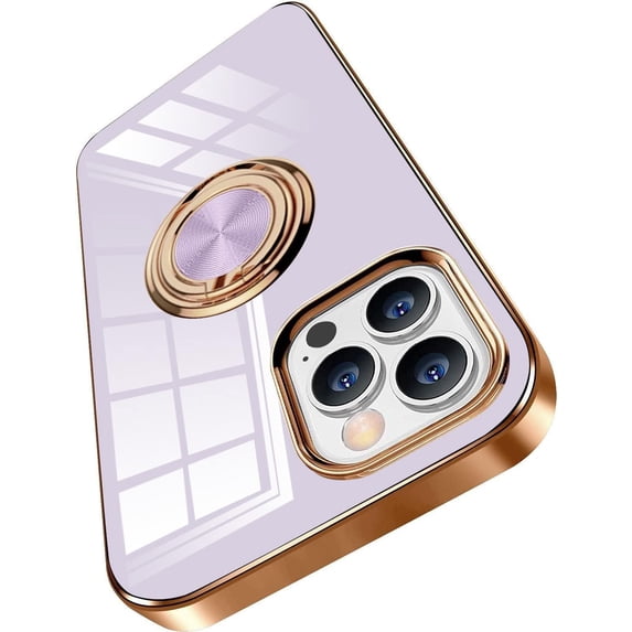 Compatible With iPhone 14 Pro Max 5g Case Cell Phone Case Slim Thin With Ring 360°Finger Stand Metal Electroplated Soft Flexible Tup Frame Full Body Shock-Absorption Bumper Hard Back Mobile Cover