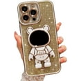 thumbnail image 1 of Compatible for iPhone 14 Pro Max 6.7 Inch Bling Plating Astronaut Hidden Stand Case, Cute 6D Bear Stand Glitter Phone Case for Women Girls Soft TPU Shockproof Back Cover - White, 1 of 6
