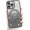 thumbnail image 1 of Compatible with iPhone 14 Pro Max 6.7 Inch Case Support for MagSafe, Plating Diamond Glitter Magnetic Case 2* Screen Protector Camera Protection Back Cover for iPhone 14 Pro Max Case -Black, 1 of 12