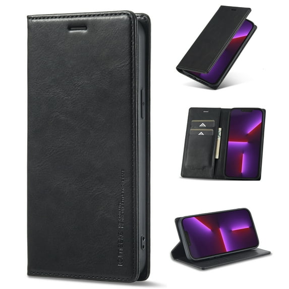 Compatible for iPhone 14 Pro Max 6.7 Inch Wallet Case with Card Slots Holder RFID Blocking Case, Luxury PU Leather Shockproof Anti-Scratches Flip Cover with Magnetic Closure Kickstand Case,Black
