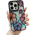 thumbnail image 1 of Compatible with iPhone 14 Pro Max 6.7" Phone Case Plating Bling Colorful Floral 3D Clear Cover Soft TPU Cute Camera Protection Shockproof Back for Women Girls iPhone Case, Silver, 1 of 5