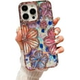 thumbnail image 1 of Compatible with iPhone 14 Pro Max 6.7" Phone Case Plating Bling Colorful Floral 3D Clear Cover Soft TPU Cute Camera Protection Shockproof Back for Women Girls iPhone Case, Silver, 1 of 5