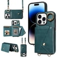thumbnail image 1 of Compatible with iPhone 14 Pro Max 6.7 inch Wallet Cover, with Crossbody Shoulder Strap and Stand PU Leather Credit Card Holder Cell Accessories Phone Cover for iPhone 14 Pro Max - Green, 1 of 13