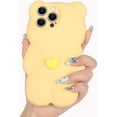 thumbnail image 1 of Compatible with iPhone 14 Pro Max Bear Case for Women Girls Girly Cute Cartoon Phone Case Lovely 3D Kawaii Design Camera Lens Protection Soft Silicone Shockproof Protective Cover, Yellow, 1 of 13