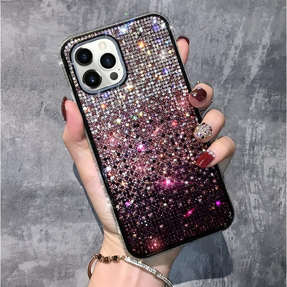 Compatible with iPhone 14 Pro Max Bling Case Cute Glitter Diamond for Women Girls Rhinestone Sparkle Shiny Crystal Bumper Luxury Protective Cover 3D Handmade Case for iPhone 14 Pro Max Purple