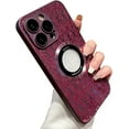 thumbnail image 1 of Compatible with iPhone 14 Pro Max Bling Hollow Case Grid Patter Glitter Sparkling Sequins Electroplating Bumper Lens Protection Fashion Protection Shockproof Case for Women Girls Wine, 1 of 7
