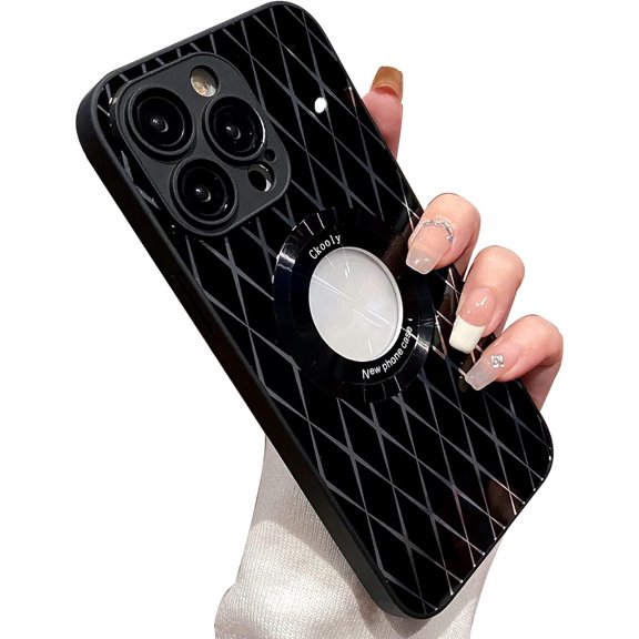 Compatible with iPhone 14 Pro Max Bling Hollow Case Grid Patter Glitter Sparkling Sequins Electroplating Bumper Lens Protection Fashion Protection Shockproof Case for Women Girls Black