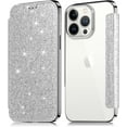 thumbnail image 1 of Compatible with iPhone 14 Pro Max Bling Wallet Case Sparkly PU Leather Shiny Glitter Flip Kickstand Card Holder Soft Clear Back Fashion Luxury Protection Shockproof Cover for Women Girls, 1 of 5
