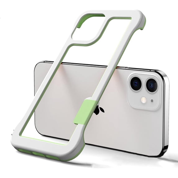 Compatible with iPhone 14 Pro Max Bumper Frame Case Frameless Cooling Heat Dissipation No Backplate Protection Fashion Shockproof Cover for Girls Women Man White