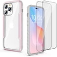 thumbnail image 1 of Compatible with iPhone 14 Pro Max Case, 3 in 1 Shockproof Military Protection Slim Cases Phone Covers Clear with 2 Glass Screen Protector for iPhone 14 Pro Max 6.7 inch- Rose Gold, 1 of 13