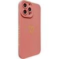 thumbnail image 1 of Compatible with iPhone 14 Pro Max Case 6.7" 2022,Cute Plated Love Heart with Anti-Fall Lens Cameras Cover Protection Soft TPU Shockproof Anti-Drop Phone Case for Women Girls Men,Pink, 1 of 12