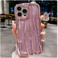 thumbnail image 1 of Compatible with iPhone 14 Pro Max Case 6.7 Inch, Luxury 3D Design Electroplated Water Ripple Bling Case, Curly Glitter Wave Frame Case for Women Girls-Pink, 1 of 11
