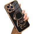 thumbnail image 1 of Compatible with iPhone 14 Pro Max Case Astronaut Plating Electroplate Luxury Elegant Case Camera Protector Kickstand Shockproof Protective Corner Back Cover iPhone 14 Pro Max Case -Black, 1 of 5