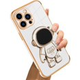 thumbnail image 1 of Compatible with iPhone 14 Pro Max Case Astronaut Plating Electroplate Luxury Elegant Case Camera Protector Kickstand Shockproof Protective Corner Back Cover iPhone 14 Pro Max Case -White, 1 of 10