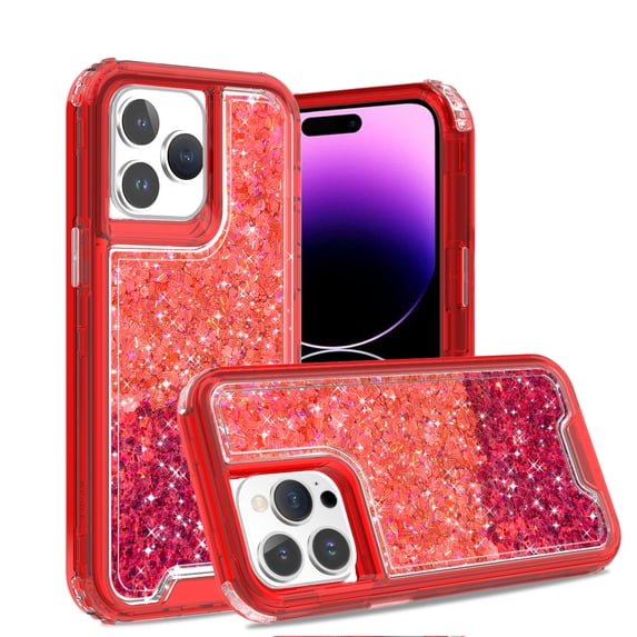 Compatible with iPhone 14 Pro Max Case, Bling Dual Color Glitter Drip Case Shockproof Protective Sparkle Thin Slim Flexible Anti-scratch Shockproof Anti-fall Phone Case for iPhone 14 Pro Max,A