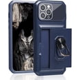 thumbnail image 1 of Compatible with iPhone 14 Pro Max Case with Card Holder Hidden Card Slot Slim Wallet Case, Heavy Duty Rugged Shockproof Phone Built in Ring Stand Holde Blue, 1 of 14
