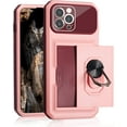thumbnail image 1 of Compatible with iPhone 14 Pro Max Case with Card Holder Hidden Card Slot Slim Wallet Case, Heavy Duty Rugged Shockproof Phone Built in Ring Stand Holde Pink, 1 of 14