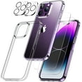 thumbnail image 1 of Compatible with iPhone 14 Pro Max Case Clear, with 2 Screen Protector and Camera Lens Protector -Not Yellowing- Protective Case for iPhone 14 Pro Max 6.7 inch-Clear, 1 of 12