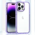 thumbnail image 1 of Compatible with iPhone 14 Pro Max, Case Clear with Color Border Hybrid Shockproof Protective Phone Case, Slim Transparent Anti-Scratch TPU Bumper Cover for iPhone 14 Pro Max 6.7 inch, Purple, 1 of 7