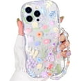 thumbnail image 1 of Compatible for iPhone 14 Pro Max Case Clear Cute Flower Floral with Chain Wave Frame for Girls Women Pattern Soft TPU Shockproof Protective Girly-Colorful Floral, 1 of 13