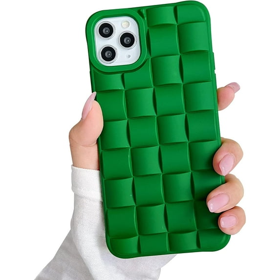 Compatible iPhone 14 Pro Max Case, Cute 3D Plaid Desgin Case Soft TPU Full Protection Shockproof Case for Women Grils (Green)