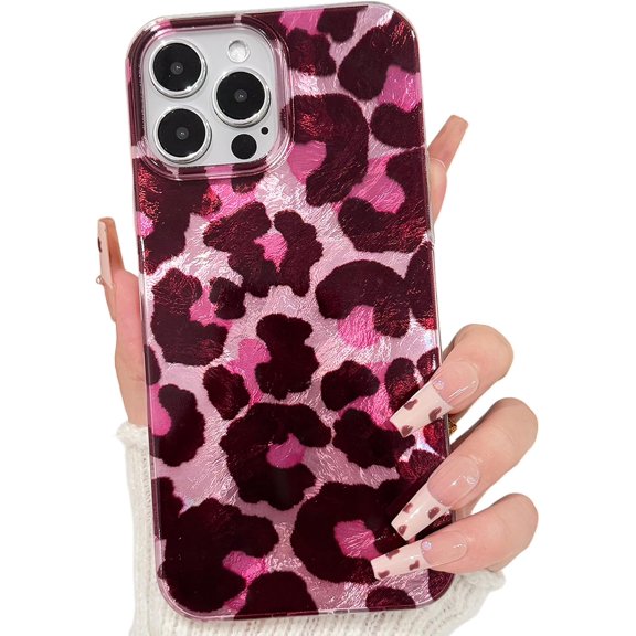 Compatible for iPhone 14 Pro Max Case Cute Aesthetic Leopard with Laser Design with Bumper Protector for Girls Women Soft TPU+PC Shockproof Protective Girly for iPhone 14 Pro Max Case-Pink