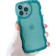 thumbnail image 1 of Compatible with iPhone 14 Pro Max Case, Cute Clear Wave Shape with Love Heart Camera Lens Protection Case for Women, Full Protection Soft TPU Shockproof Phone Case-Green, 1 of 8