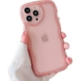 thumbnail image 1 of Compatible with iPhone 14 Pro Max Case, Cute Clear Wave Shape with Love Heart Camera Lens Protection Case for Women, Full Protection Soft TPU Shockproof Phone Case-Pink, 1 of 16