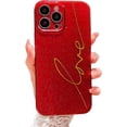 thumbnail image 1 of Compatible with iPhone 14 Pro Max Case Cute, Glitter Bling Plating Letter Love Pattern Phone Case for iPhone 14 Pro Max 6.7'' Camera Protective Back Cover for Women Girl-Red, 1 of 7