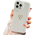 thumbnail image 1 of Compatible with iPhone 14 Pro Max Case, Cute Heart Curly Curve Wavy Case for Women Girls, Camera Lens Protect Shockproof Cover for iPhone 14 Pro Max 6.7 inch(2022) (transaprent White), 1 of 9