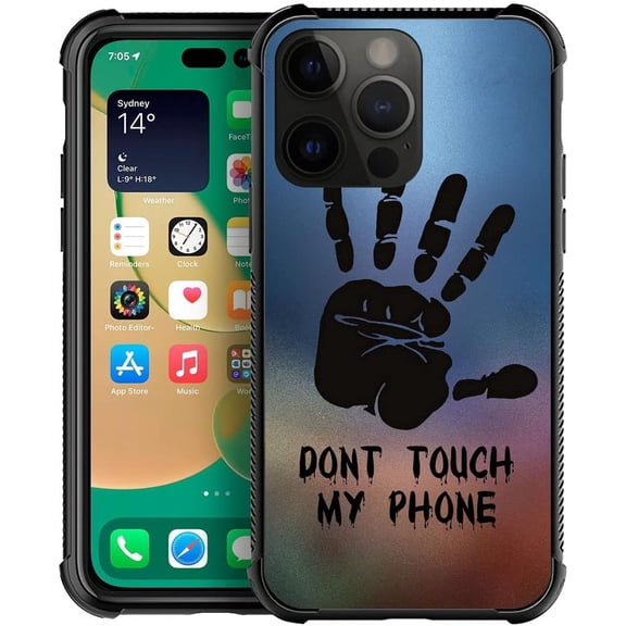Compatible with iPhone 14 Pro Max Case,Design Pattern Back Bumper Anti Scratch Reinforced Corners Soft TPU Caver, Cases for Men Women-Dont Touch My Phone 001