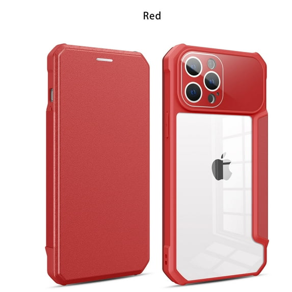 Compatible with iPhone 14 Pro Max Case Flip Leather Wallet Case Card Holder Detachable Magnetic Flip Cover Clear Hard Back Slim Protective Shockproof Cover for iPhone 14 Pro Max,Red