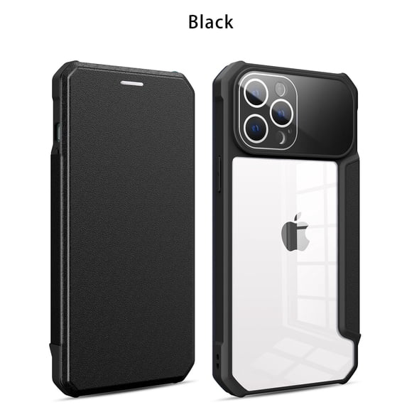 Compatible with iPhone 14 Pro Max Case Flip Leather Wallet Case Card Holder Detachable Magnetic Flip Cover Clear Hard Back Slim Protective Shockproof Cover for iPhone 14 Pro Max,Black